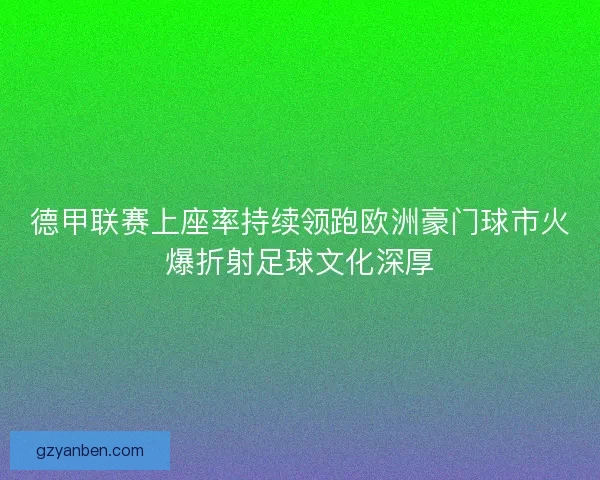 德甲联赛上座率持续领跑欧洲豪门球市火爆折射足球文化深厚